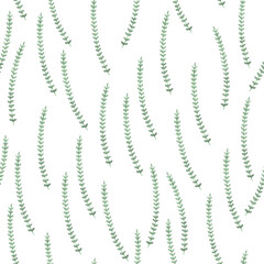Simple leaves watercolor seamless pattern
