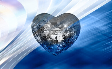 Heart shape Love symbol with Heart Shaped Disco Ball 