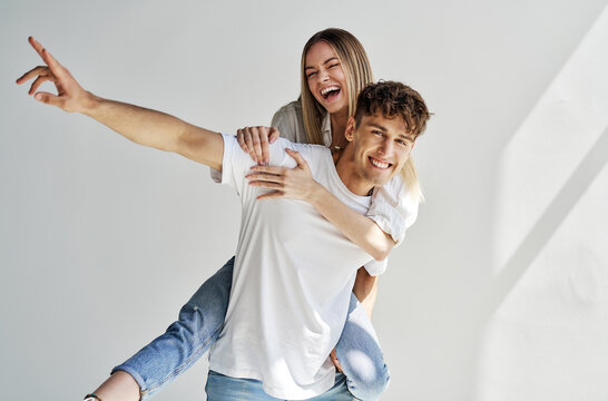 Portrait of smiling beautiful couple having fun