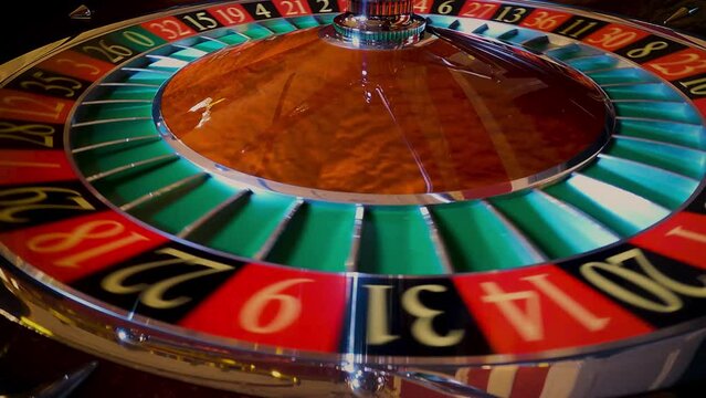 Close up of roulette wheel spinning stock
