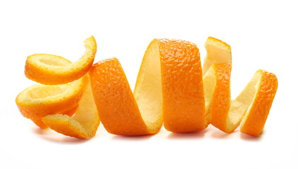 Orange peel, curl isolated on white  