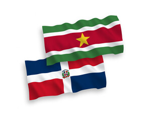 Flags of Dominican Republic and Republic of Suriname on a white background