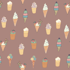 Ice cream vector seamless pattern