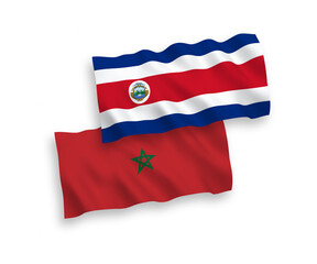 Flags of Republic of Costa Rica and Morocco on a white background
