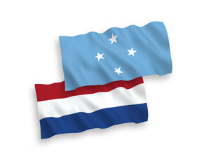 Flags of Federated States of Micronesia and Netherlands on a white background