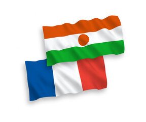 Obraz premium Flags of France and Republic of the Niger on a white background