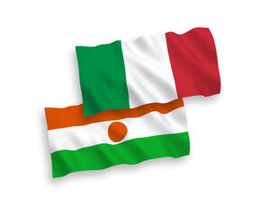 Flags of Italy and Republic of the Niger on a white background
