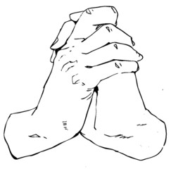 Hand drawn pen and ink study of hands - vectorised in PS	