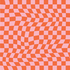 Seamless Repeat Modern Trendy Irregular Warped Wavy Check Checkered Checkerboard Pattern Pink