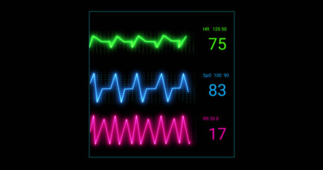Image of cardiograph over black background