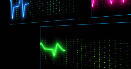 Image of cardiograph over black background