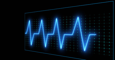 Image of cardiograph over black background