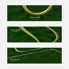 Set of green and gold banner design