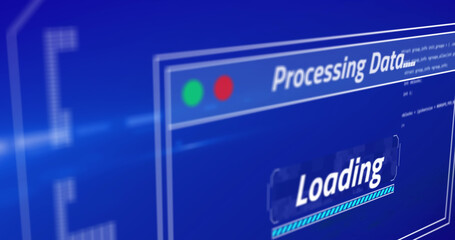 Image of data processing on blue background