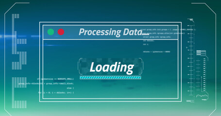 Image of data processing on blue background