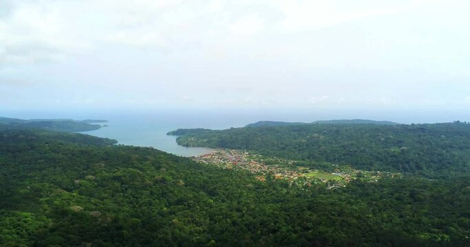 Amazing view from Prince Island where we can see the Santo Antonio city  between the forest.Príncipe is the world's first Biosphere Reserve by UNESCO