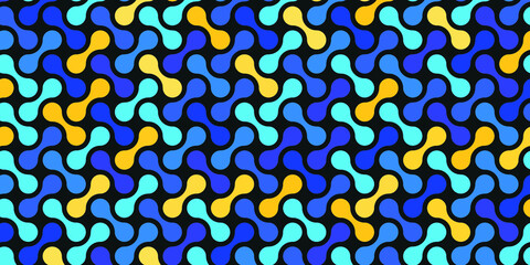 Abstract Seamless Blue and yellow Metaballs Geometric Pattern. Vector illustration.