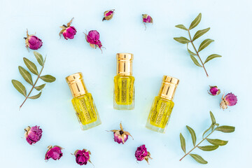 Aromatic Arabic essential oil - perfume in glass bottles