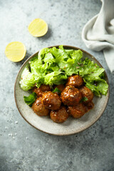 Homemade meatballs with sesame seeds