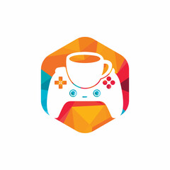 Gamer cafe vector logo design template.