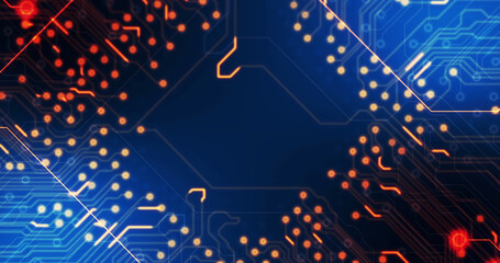 Image of technology circuit over black background