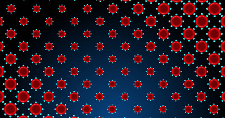 Obraz premium Image of red flower like shapes appearing on dark blue background