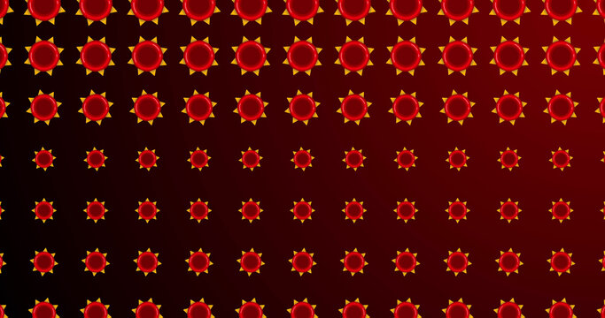 Image of red flower like shapes appearing on dark red background