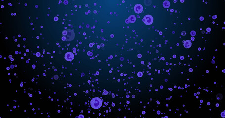 Image of violet circles falling on navy background