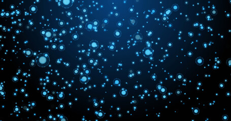 Naklejka premium Image of blue circles falling on navy background