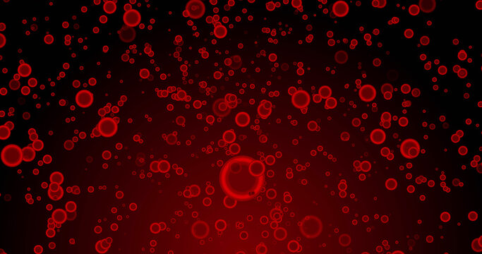Image of red bubbles falling on dark red background