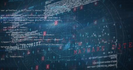 Image of digital data processing over dark background