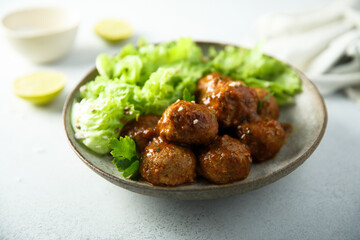 Homemade meatballs with sesame seeds