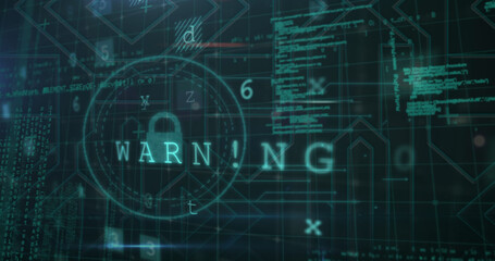 Image of digital data processing over dark background