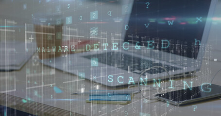 Image of cyber crime warning over laptop