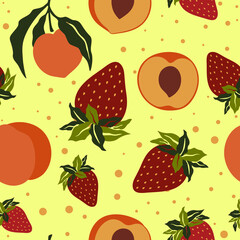 Seamless pattern with strawberries. Pattern with fruits. Flat illustration.
