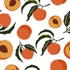 Seamless pattern with fruits. Summer pattern with fruits. Flat illustration.
