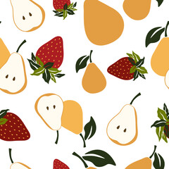 Seamless pattern with fruits. Summer pattern with fruits. Flat illustration.