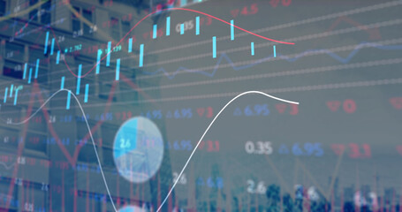 Image of data processing over modern building