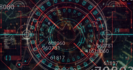 Image of data processing over cityscape