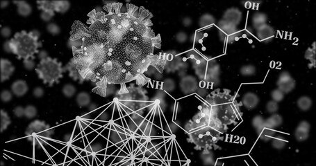 Image of virus cells over shapes