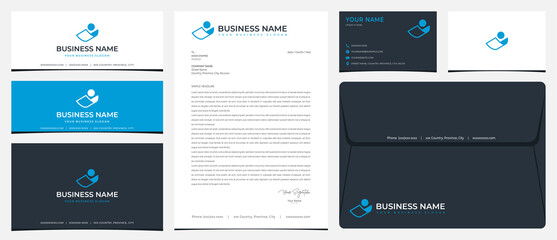 Paper man logo with stationery, business cards and social media banner designs