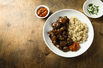 Beef ragout with tomato sauce