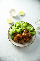 Homemade meatballs with sesame seeds