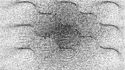 Glitch effect . Distorted speed lines .Abstract flow lines background . Fluid wavy shape .Rough edges .Striped linear pattern . Music sound wave . Vector illustration