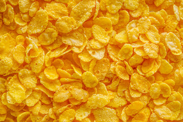 crispy golden cornflakes on a white acrylic background