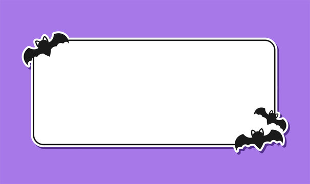 Bat rectangle simple border frame template. Halloween theme frames