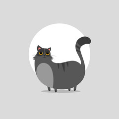 lazy big cat grey premium vector illustration