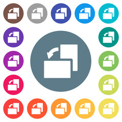 Rotate left solid flat white icons on round color backgrounds