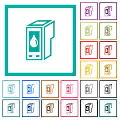 Ink cartridge outline flat color icons with quadrant frames