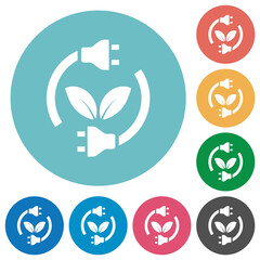Green energy flat round icons